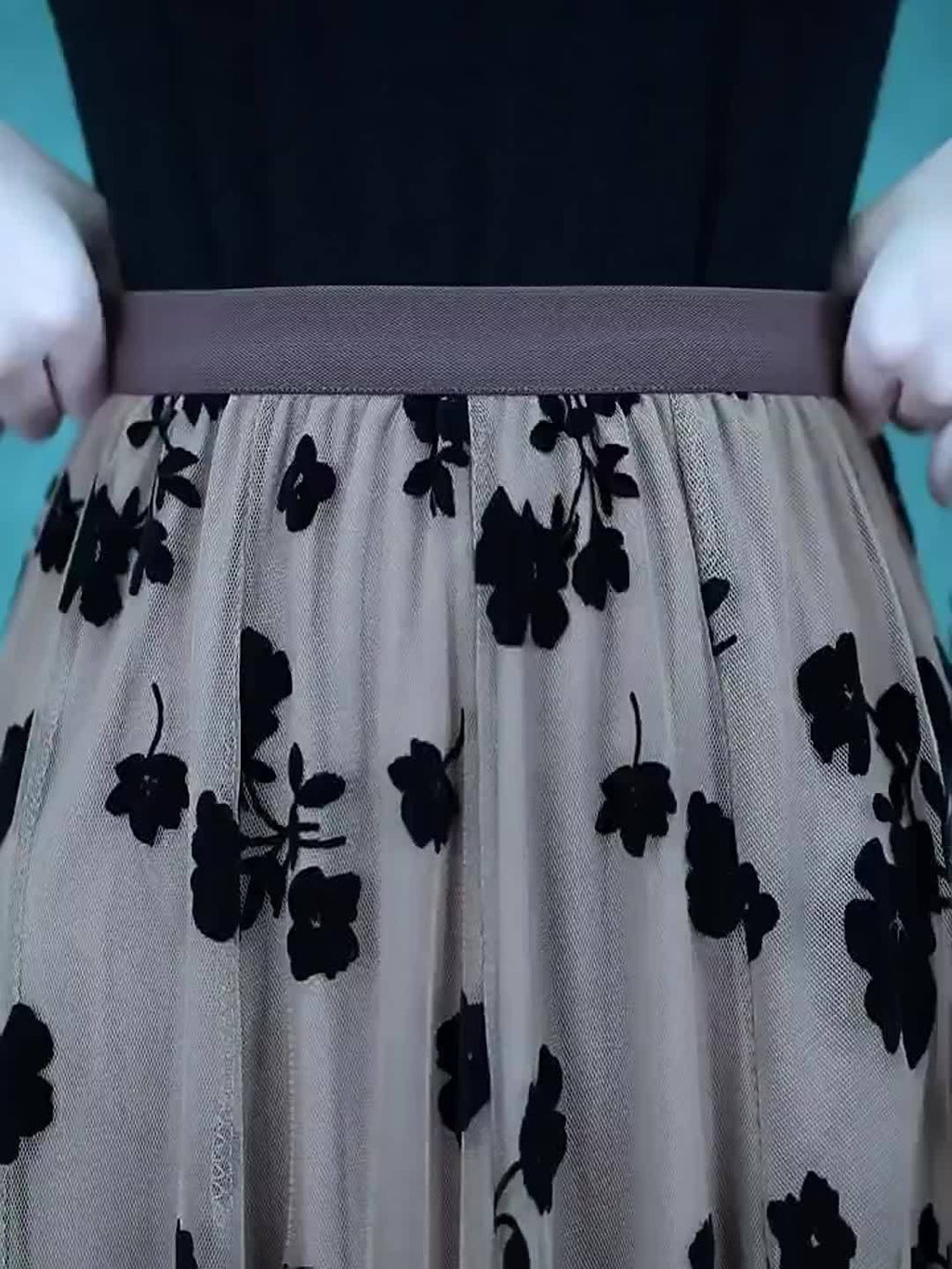 Directional Elegant Floral Printed Mesh Skirt, High-Waisted Casual Long Skirt, Women'S Clothing