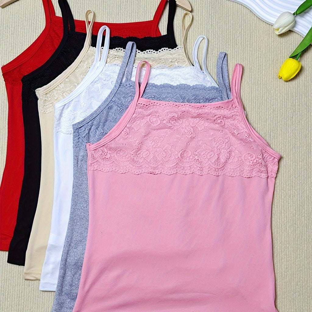 Six-piece Set Women's Strapless Contrast Lace Patchwork Vest Women's Bottoming Outerwear Sleeveless Top Vest Strapless Women's Inner Vest
