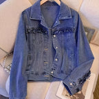 Little Fragrant Wind Denim Jacket for Women, New Spring and Autumn Design Loose Short Style Jacket, Fashionable Top for Petite, Trendy and Versatile Stylish Female Denim Jackets & Coats