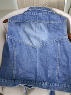 Retro-Style Women'S Denim Jacket with a Zipper, New Korean Version Sleeveless Vest for Spring And Autumn 2025, Designed to Be Slimming.