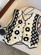 Bohemian Style Versatile Hollow Crochet Vest for Women, Cute Summer V-Neck Outerwear for Vacation Layering.