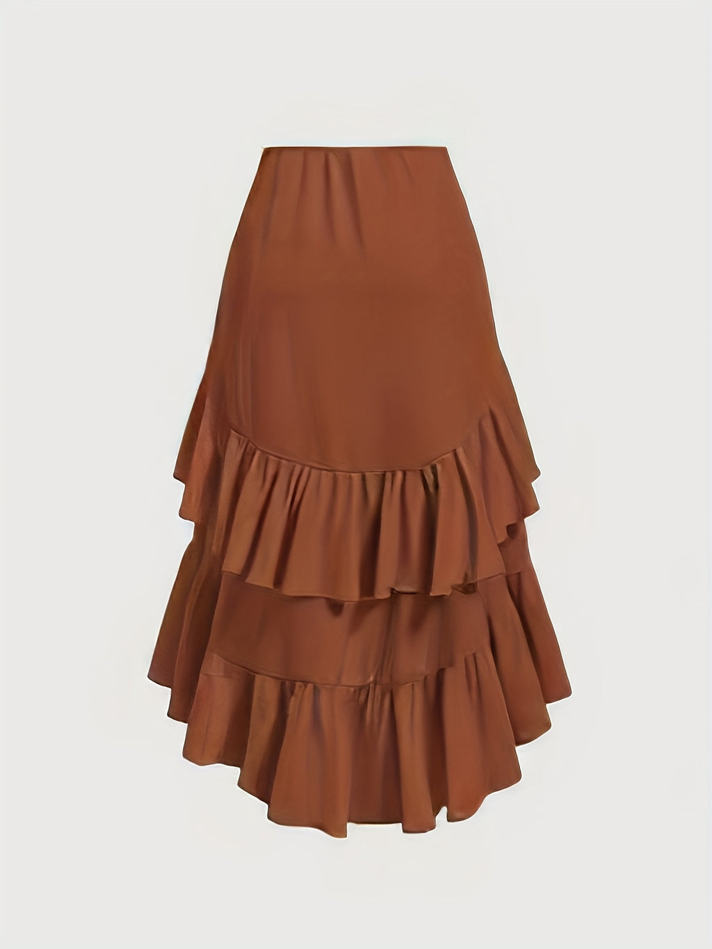 Women'S Elegant Brown Tiered Skirt with Drawstring Waist - Ruffled Layered Design, Perfect for Parties, Bohemian Style, and Lunches, Party Skirt | Bohemian Skirt | Ruffled Skir