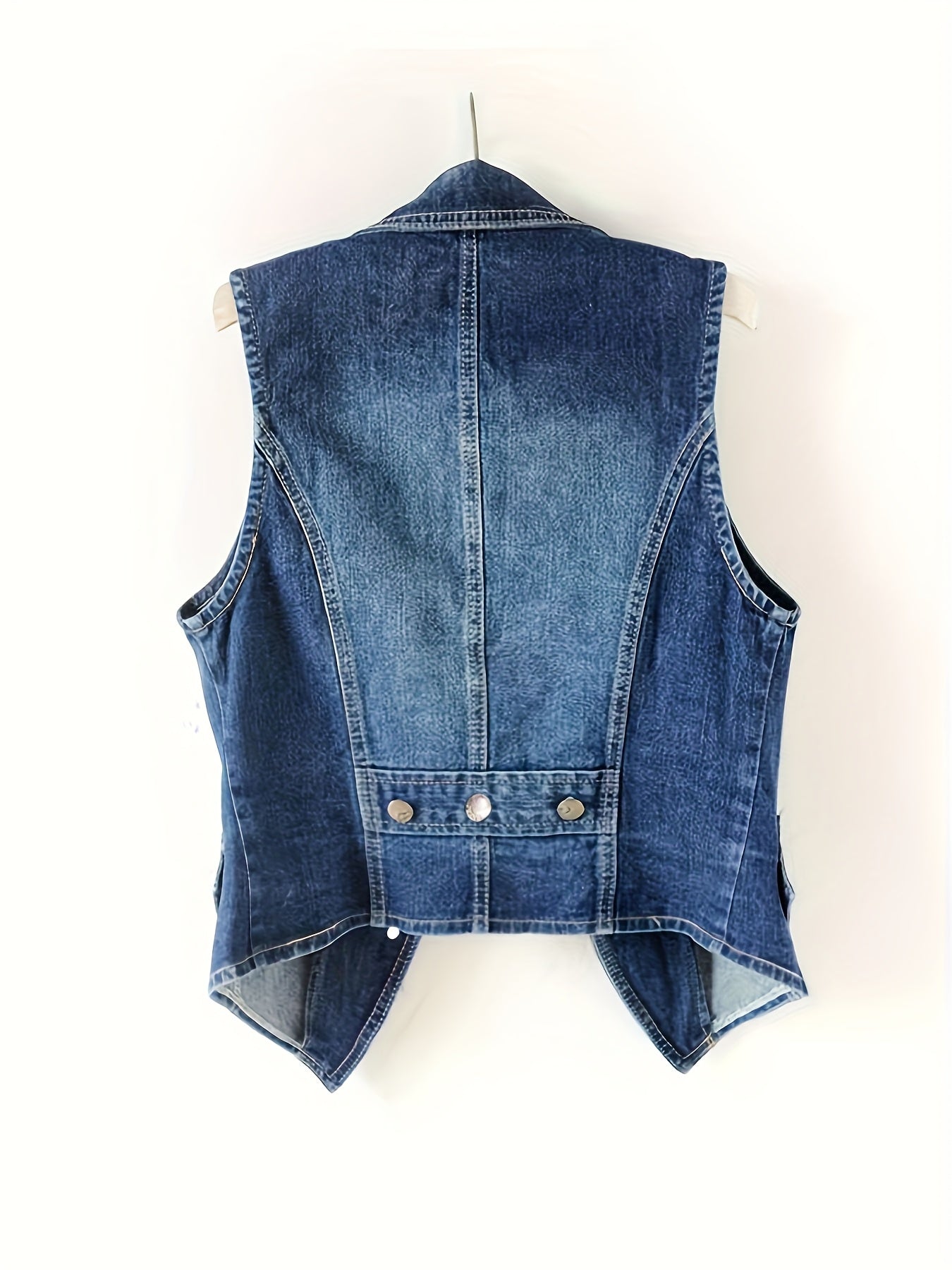 Women's Vintage Streetwear Denim Vest Jacket - Sleeveless Slim-Fit Single-Breasted Spring\u002FSummer Outerwear with Button Front Closure, Casual Chic Layering Piece