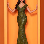 Elegant Beaded V-Neck Sleeveless Tank Fishtail Dress - Luxury Formal Bridesmaid & Evening Gown with Floral Print, Long Train Mermaid Silhouette for Weddings, Parties, Galas - Hand Wash Only, Bridesmaid Dress, Wedding Attire, Sophisticated Craftsmanship