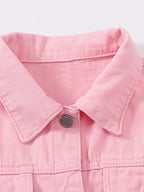 Women'S Lightweight Pink Denim Jacket - Breathable, Washed Finish, Long Sleeve with Chest Pockets, Casual Loose Fit for Spring\u002FSummer, Jean Jacke