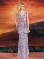 Elegant Beaded V-Neck Sleeveless Tank Fishtail Dress - Luxury Formal Bridesmaid & Evening Gown with Floral Print, Long Train Mermaid Silhouette for Weddings, Parties, Galas - Hand Wash Only, Bridesmaid Dress, Wedding Attire, Sophisticated Craftsmanship