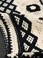 Bohemian Style Versatile Hollow Crochet Vest for Women, Cute Summer V-Neck Outerwear for Vacation Layering.