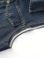 Women's Sleeveless Denim Vest - Retro Distressed Blue Washed -like Texture, Machine Washable All-Season Layering Piece, Casual Chic Short Jacket for Everyday Outfits, Sleek Flap Pockets