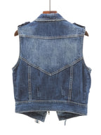 Retro-Style Women'S Denim Jacket with a Zipper, New Korean Version Sleeveless Vest for Spring And Autumn 2025, Designed to Be Slimming.