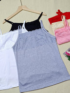 Six-piece Set Women's Strapless Contrast Lace Patchwork Vest Women's Bottoming Outerwear Sleeveless Top Vest Strapless Women's Inner Vest