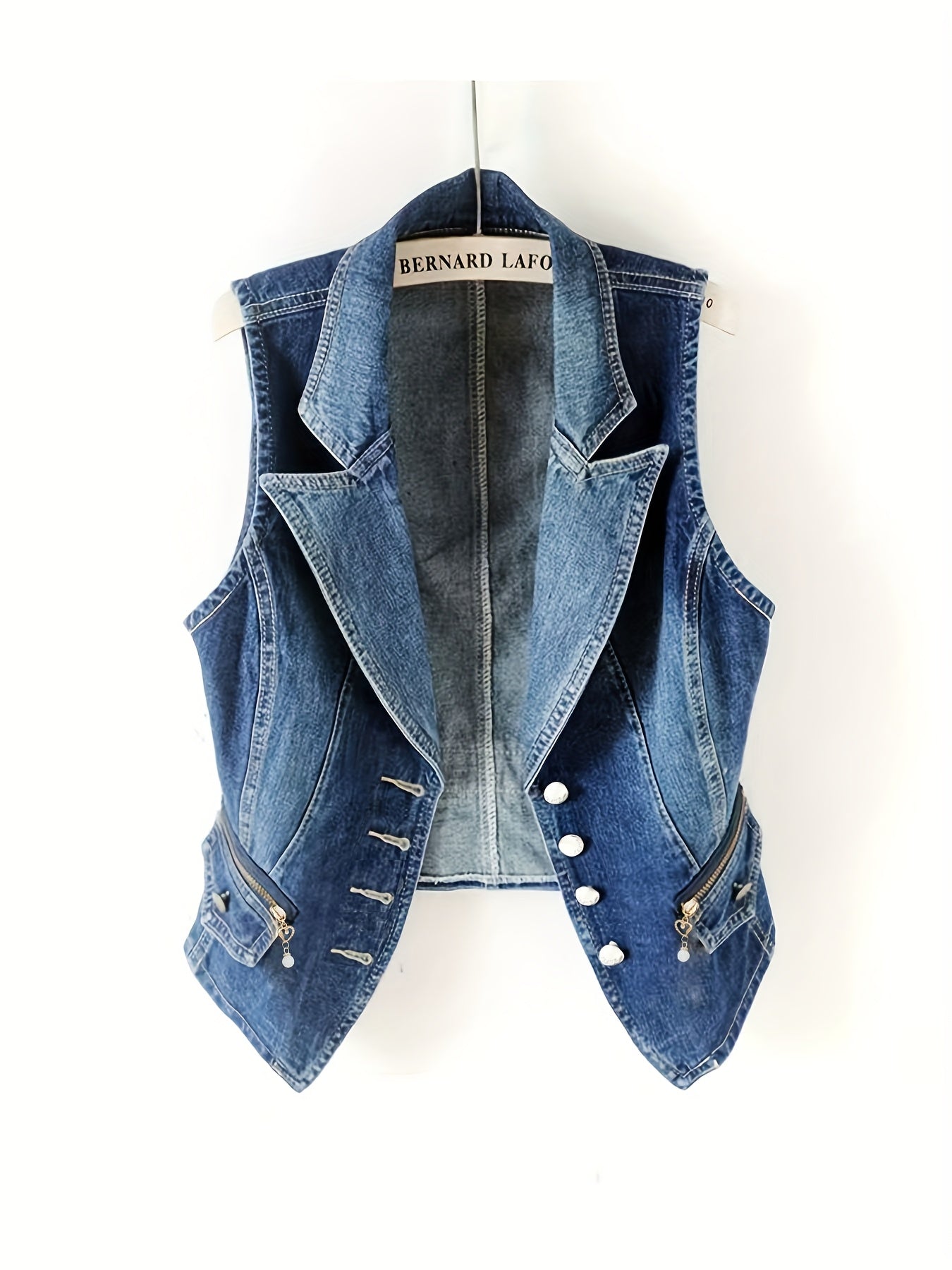 Women's Vintage Streetwear Denim Vest Jacket - Sleeveless Slim-Fit Single-Breasted Spring\u002FSummer Outerwear with Button Front Closure, Casual Chic Layering Piece