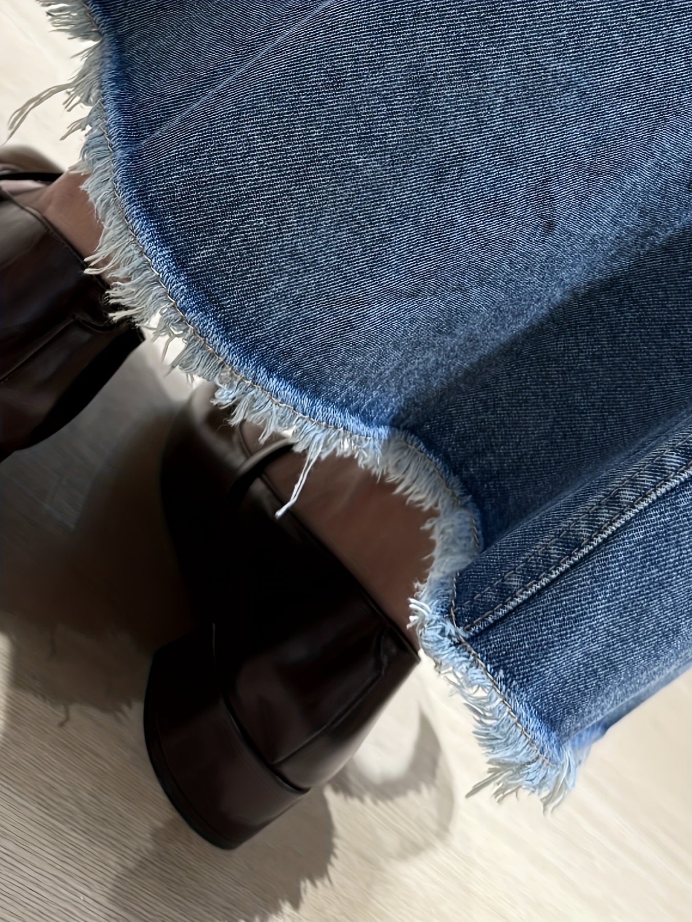 Women'S Denim Mermaid Skirt - High-Waisted, Frayed Hem, Casual Style, Non-Stretch Rayon, Ideal for Spring\u002FSummer\u002FFall, Casual Attire|Casual Style|Nonstretch Fabric