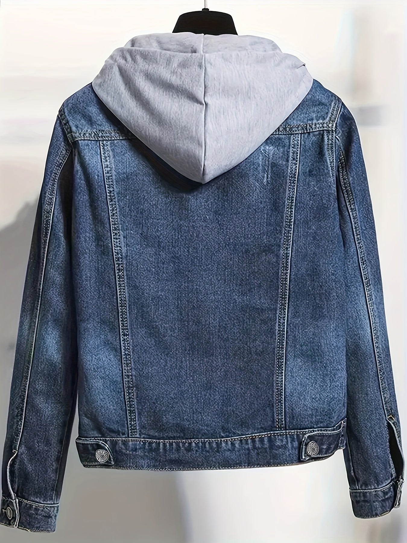 Women'S Vintage-Inspired Denim Jacket with Detachable Hood - Casual & Versatile Long Sleeve Short Outerwear, Slim Fit, Button-Up Front, Perfect for Spring\u002FSummer\u002FFall, Jean Jacke