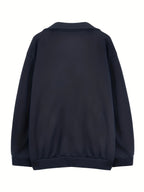 Solid Color Loose Casual Embroidered Stand Collar Jacket with Zipper for Women