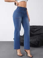 25AW+ Structural Deconstruction + Adjustable Waist Jeans Elegant Slim Fit Button Detail Women's Denim