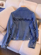 Little Fragrant Wind Denim Jacket for Women, New Spring and Autumn Design Loose Short Style Jacket, Fashionable Top for Petite, Trendy and Versatile Stylish Female Denim Jackets & Coats