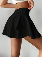 Women's High-Waisted Elastic Waistband Skirt with Built-In Shorts - Breathable Stretchy Casual Dance Skirt, Machine Washable Spring Summer Fall Skirt for Women, High Waisted Skirt, Lifestyle Clothing, Durable