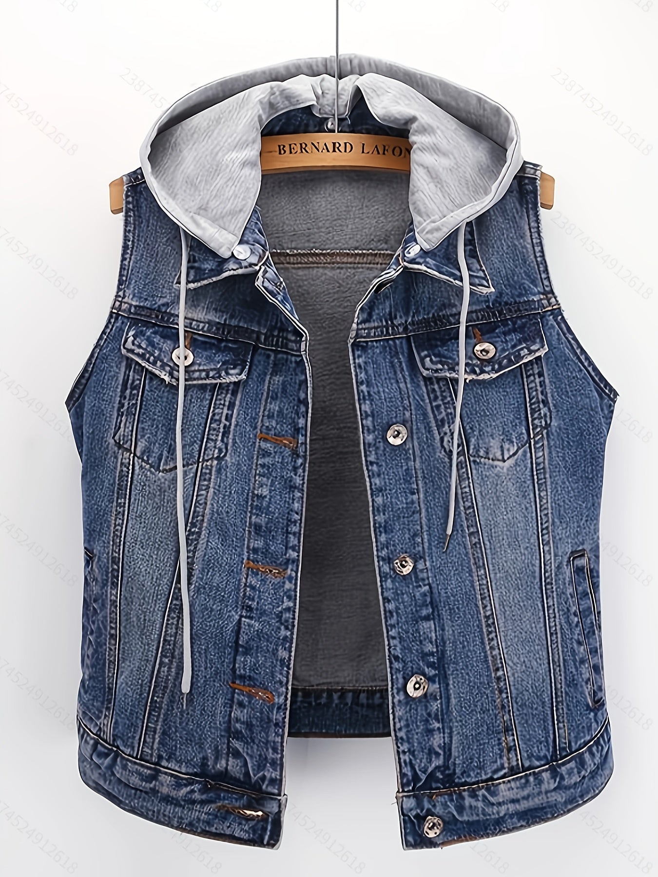 Spring-Summer Loose Korean Style Trendy Casual Sleeveless Short Jacket with Detachable Hoodie, Versatile Single-Breasted Cardigan