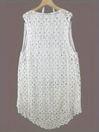 Solid Hollow Out Open Front Vest, Versatile Sleeveless Asymmetrical Outwear For Spring & Summer, Women's Clothing