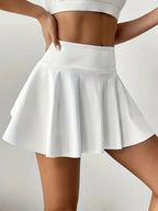 Women's High-Waisted Elastic Waistband Skirt with Built-In Shorts - Breathable Stretchy Casual Dance Skirt, Machine Washable Spring Summer Fall Skirt for Women, High Waisted Skirt, Lifestyle Clothing, Durable