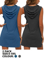 Multi-Piece Set: Women'S Colorful Vest with Hooded Dress