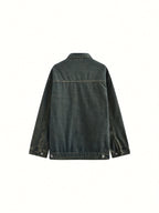 Women'S Casual Denim Jacket - Solid Color, Woven Cotton, Button Detail, Unstretched Fabric, Fall\u002FWinter Collection