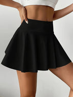 Women's High-Waisted Elastic Waistband Skirt with Built-In Shorts - Breathable Stretchy Casual Dance Skirt, Machine Washable Spring Summer Fall Skirt for Women, High Waisted Skirt, Lifestyle Clothing, Durable