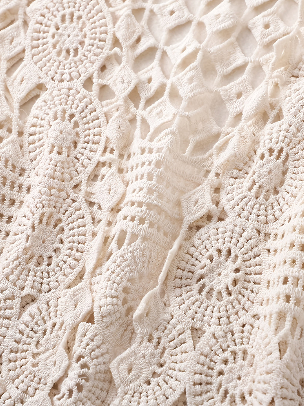 Boho Chic Cotton Breathable V-Neck Cardigan Vest for Women - Sleeveless, Hollow Out Design with Geometric Pattern, Perfect for Spring\u002FSummer, Short Fashion, Outdoor Wear, 14-16