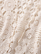 Boho Chic Cotton Breathable V-Neck Cardigan Vest for Women - Sleeveless, Hollow Out Design with Geometric Pattern, Perfect for Spring\u002FSummer, Short Fashion, Outdoor Wear, 14-16