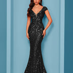 Elegant Beaded V-Neck Sleeveless Tank Fishtail Dress - Luxury Formal Bridesmaid & Evening Gown with Floral Print, Long Train Mermaid Silhouette for Weddings, Parties, Galas - Hand Wash Only, Bridesmaid Dress, Wedding Attire, Sophisticated Craftsmanship