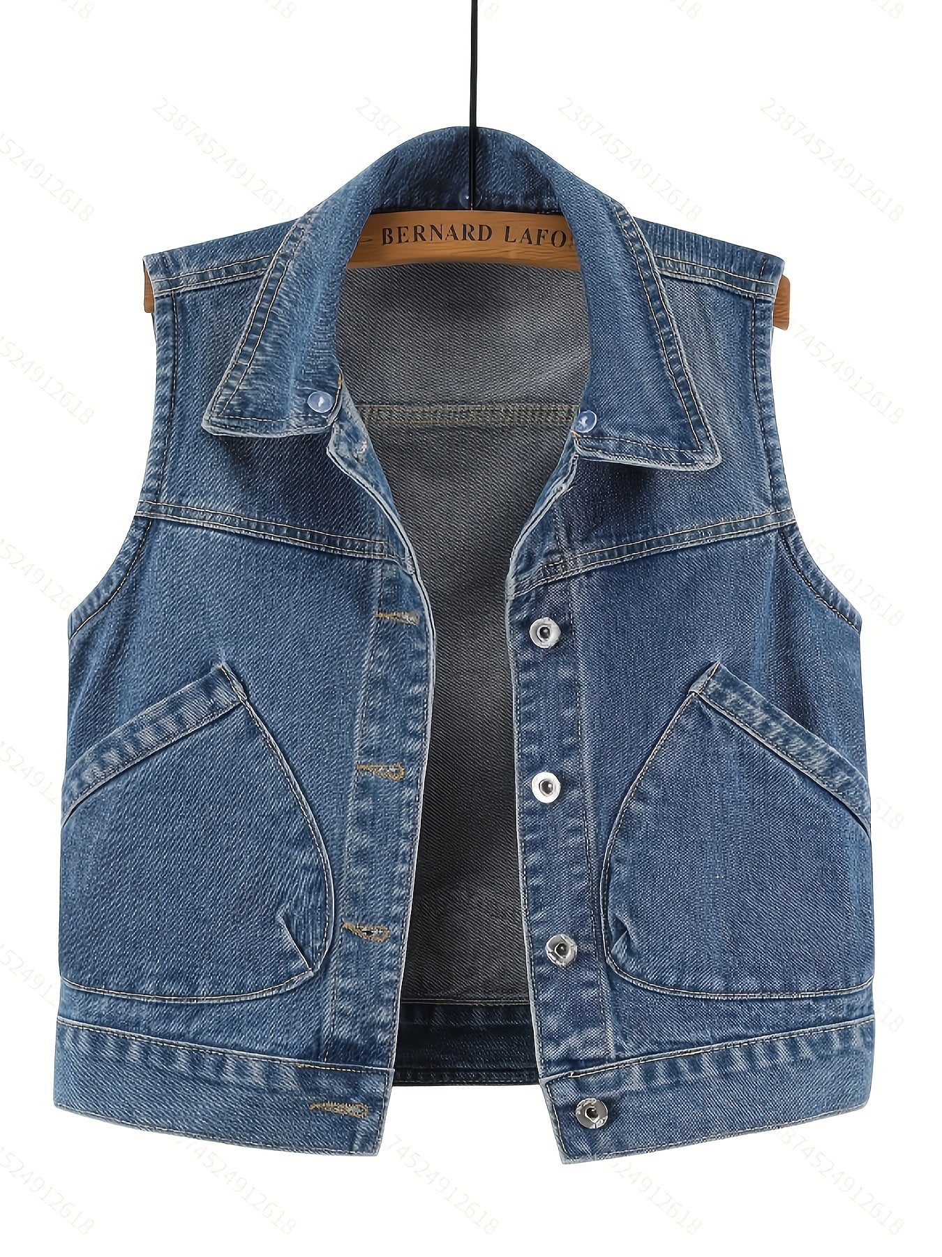A Loose-Fitting Spring And Autumn Jacket in a Trendy Korean Style, Featuring Versatile Square Slant Pockets, Sleeveless Design, Short Length, And Single-Breasted Closure. The Hood Is Detachable, Making It a Stylish Hoodie Jacket.