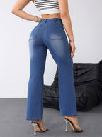 25AW+ Structural Deconstruction + Adjustable Waist Jeans Elegant Slim Fit Button Detail Women's Denim