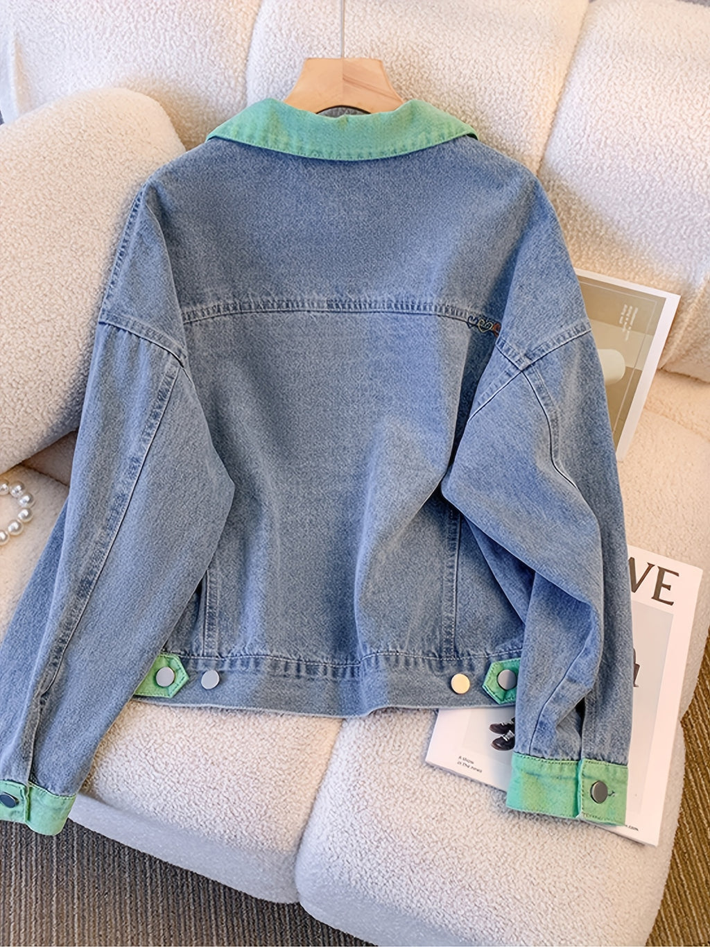 Women's Casual Jacket with Unique Design 2025 Spring\u002FSummer New Single-Breasted Button-Up Small Fresh Color Block Patchwork Loose-Fit Versatile Retro Women's Blazer