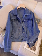 Little Fragrant Wind Denim Jacket for Women, New Spring and Autumn Design Loose Short Style Jacket, Fashionable Top for Petite, Trendy and Versatile Stylish Female Denim Jackets & Coats