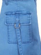 Women'S High-Stretch Skinny Cargo Jeans - Light Blue, Zipper Fly, Half Placket, All-Season Comfort, Casual Street Style, Casual Jeans|Casual Fit Jeans|Zippered Jeans