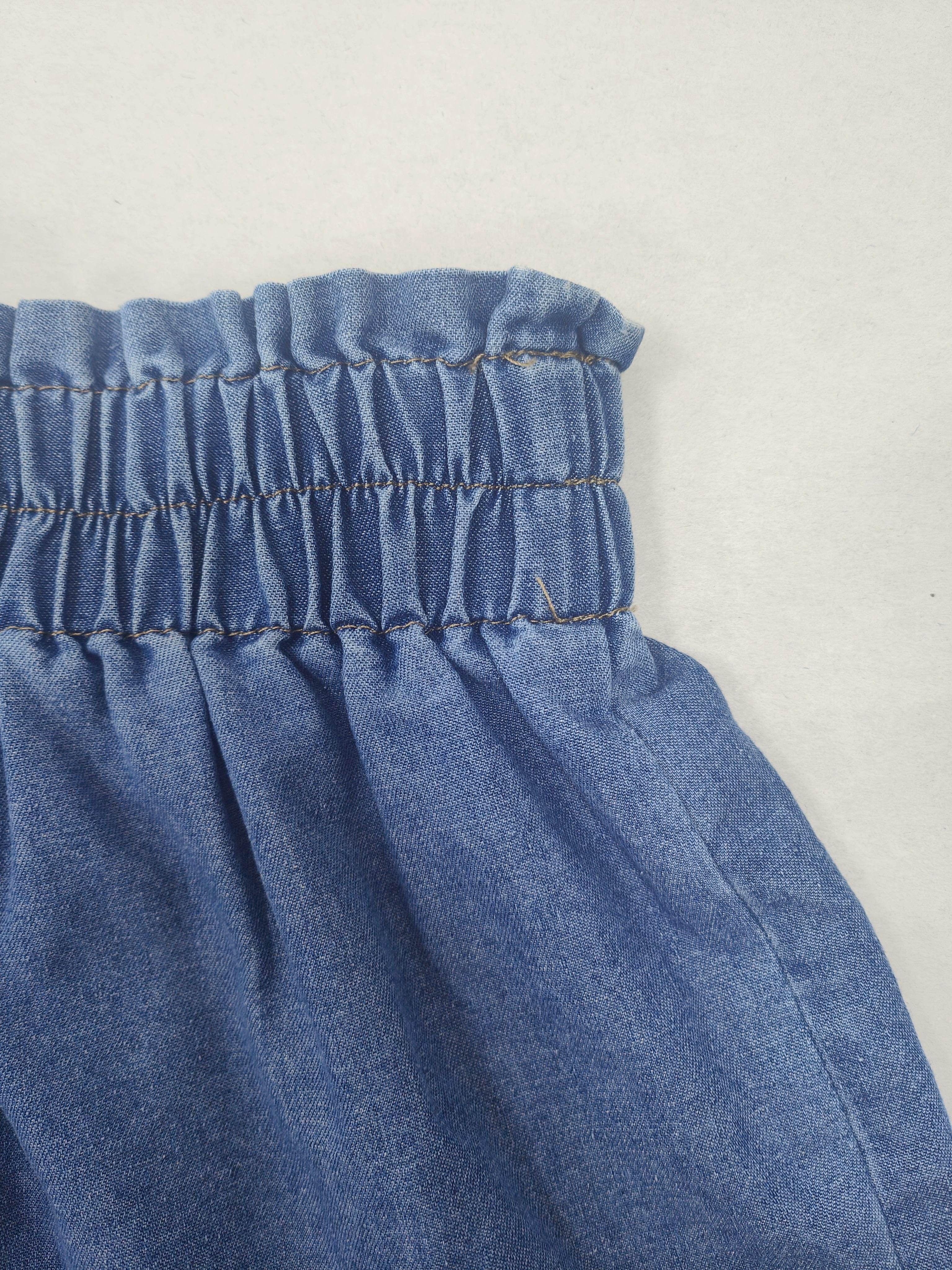 Women's High-Waisted Denim Skirt with Elastic Waistband & Faux Drawstring - Multi-Tiered A-Line Cake Skirt, Ruffled Hem, Cotton, Machine Washable for Spring Summer Fall Casual Outfits, Versatile Fashion, Breathable Fabric